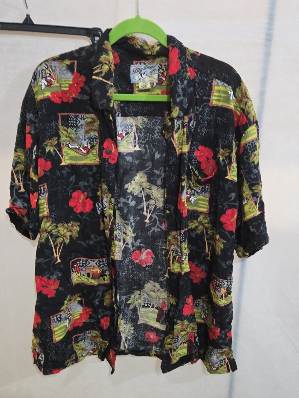 Big Dogs Green, Black, White Label Hawaiian Shirt
